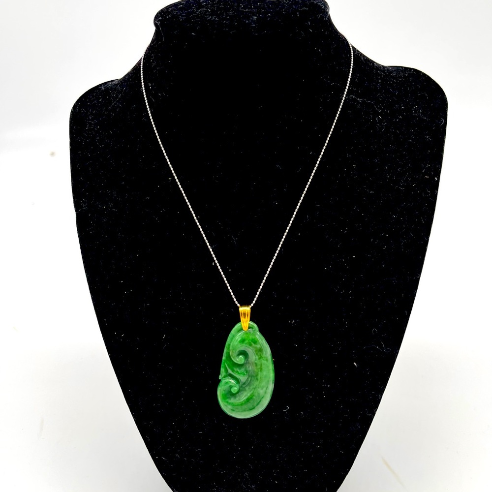 Sold!14K Lucky Jade Pendant with Ruyi Design